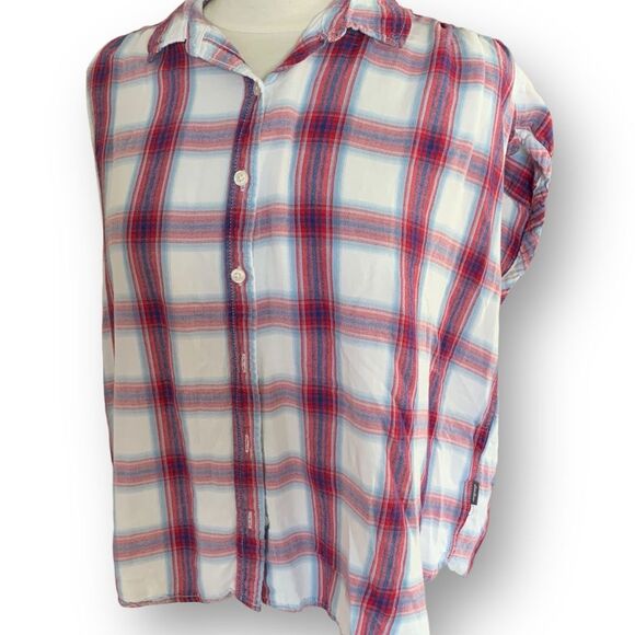 Eddie Bauer Tranquil Short Sleeved Shirred Shirt Women's size Large - Picture 1 of 15